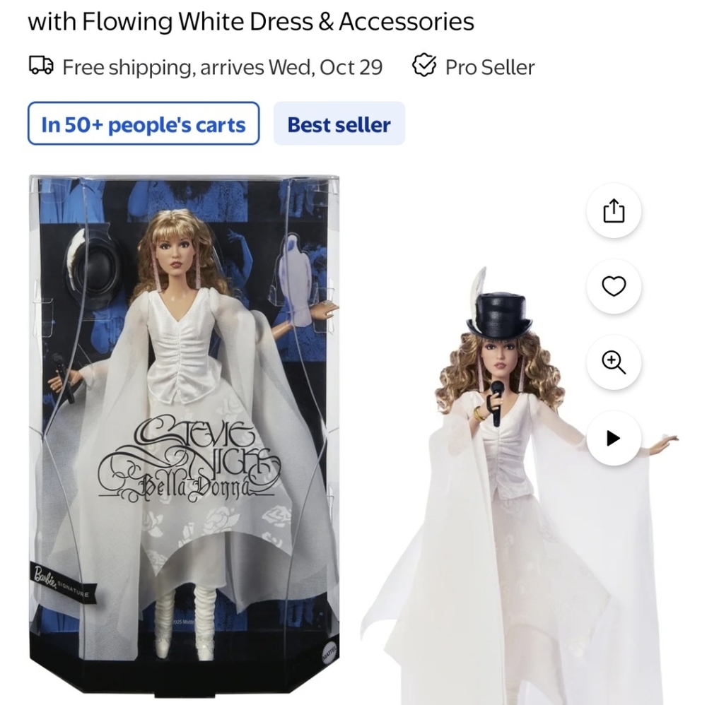 Barbie Stevie Nicks Bella Donna Collector Doll White Dress